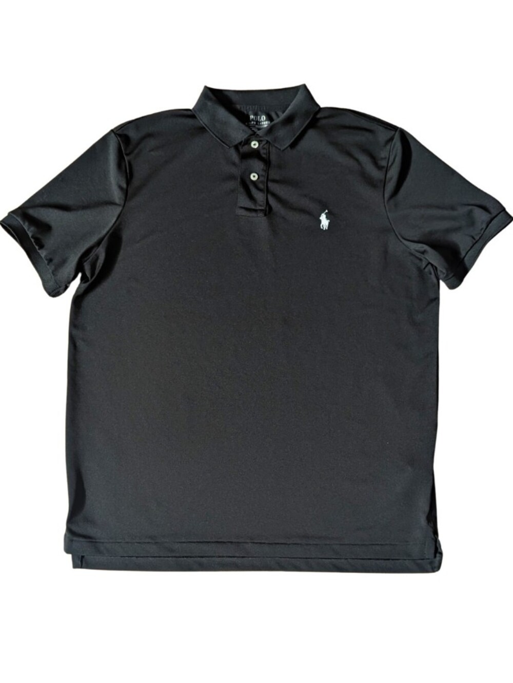 Polo Ralph Lauren Black Performance Moisture Wicking Golf Polo Shirt White Pony